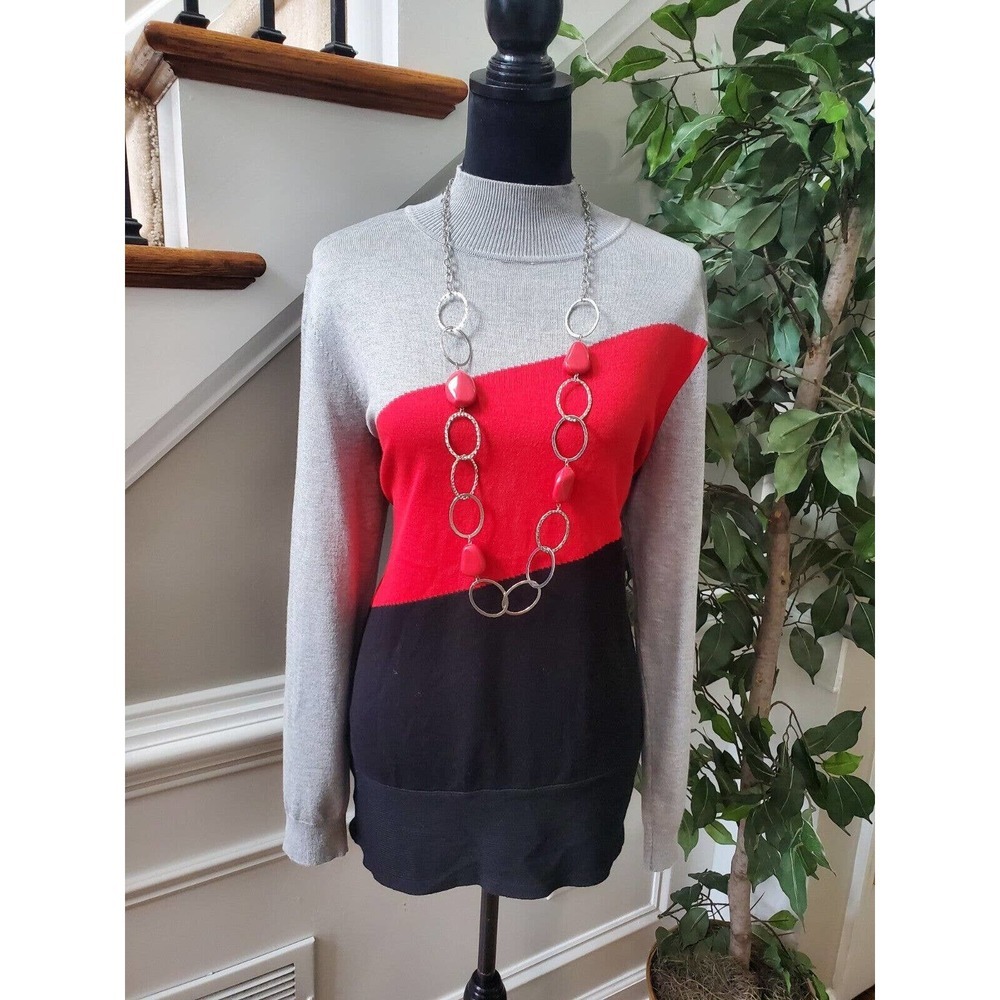 89th & Madison Women's Rayon High Neck Long Sleeve Pullover Knit Sweater Size L